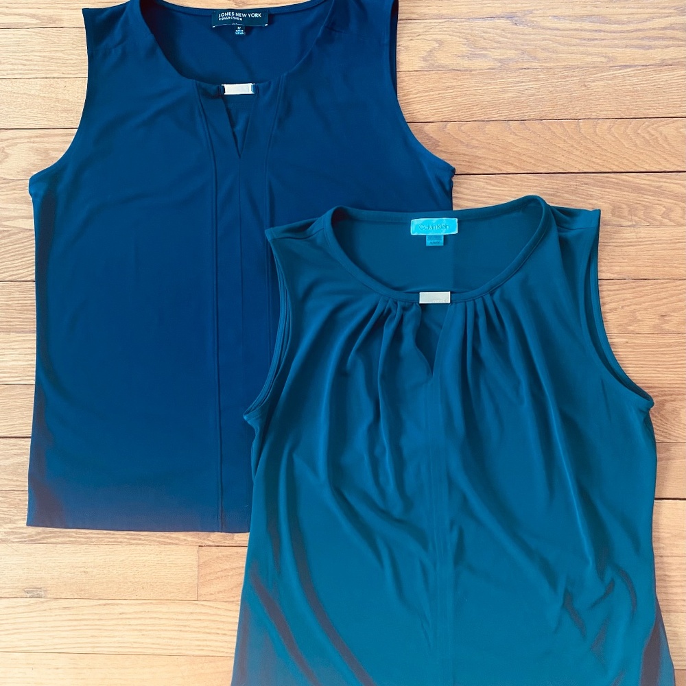 Calvin Klein tops; blue and green, size medium